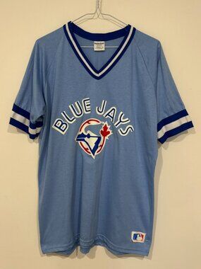 Vintage 1980s Toronto Blue Jays Sand-Knit MLB Baseball Jersey Size XL